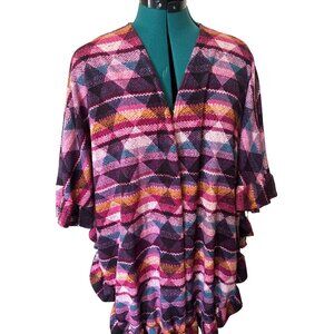 Heimish U.S.A. Open Front Knit Top High Low Stretch Polyester Blend Women Size L